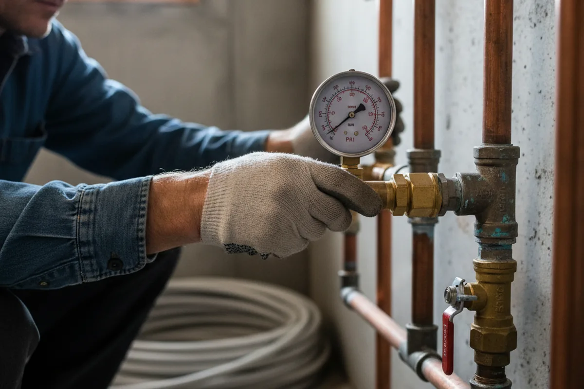 Pressure testing a repaired line during Water Line Repair in Mereta